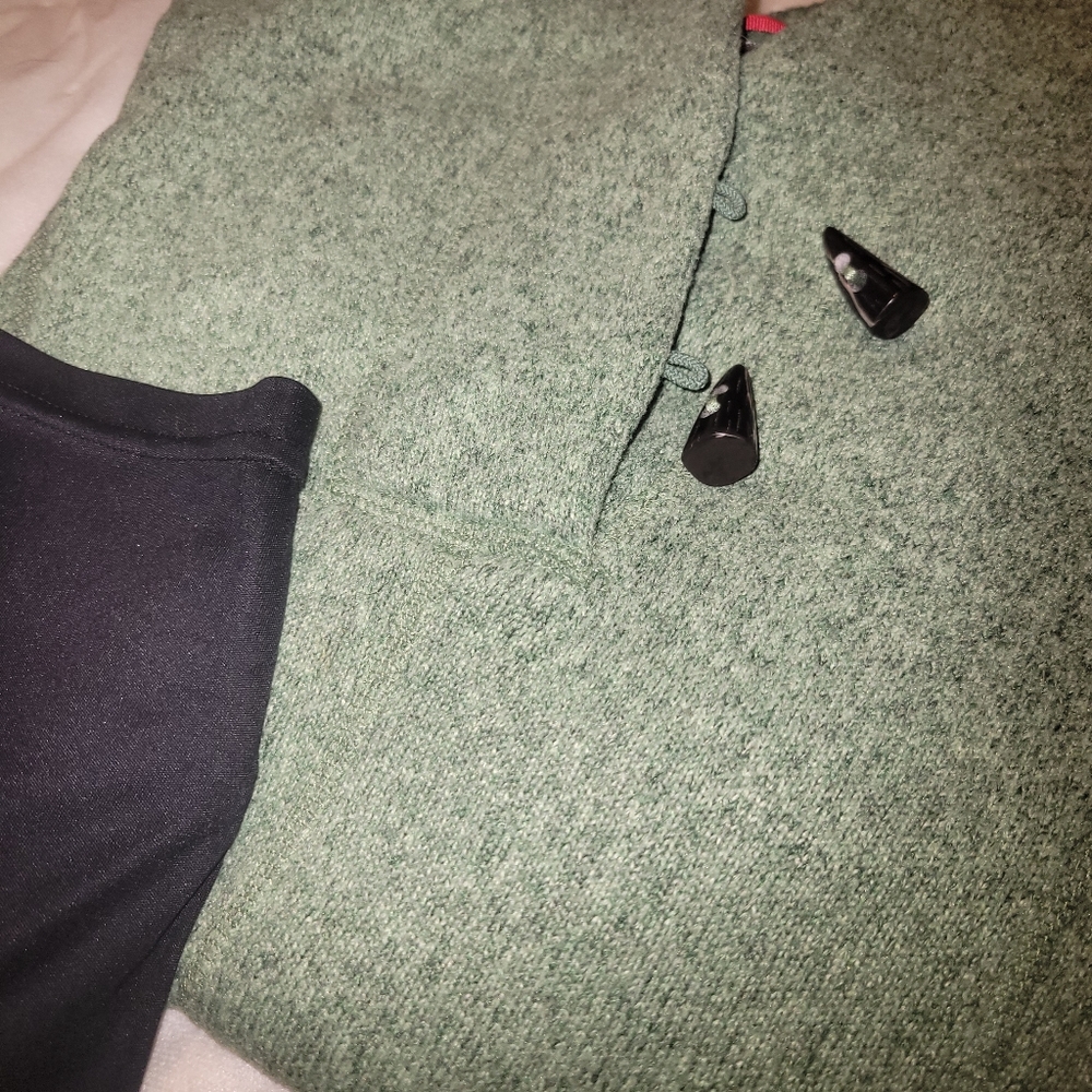 The North Face Fleece, Marled Green Faux Horn Button Pullover